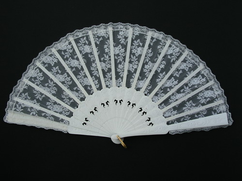 Wood and Silk Lace Fan for Bride